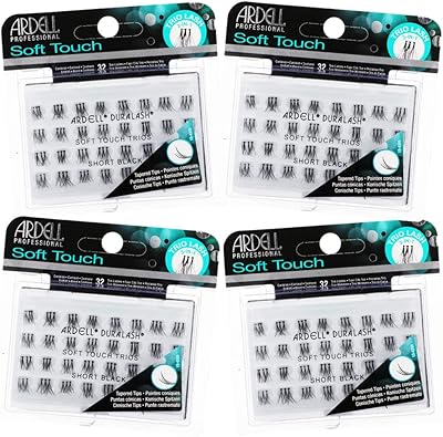 Lot de 4 faux cils courts individuels ardell soft touch triples noirs