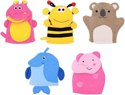 Éponge de bain pour bébé castowave 5 pièces de gants en éponge