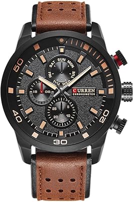 Montre de sport curren originale pour homme avec bracelet en cuir étanche 8250