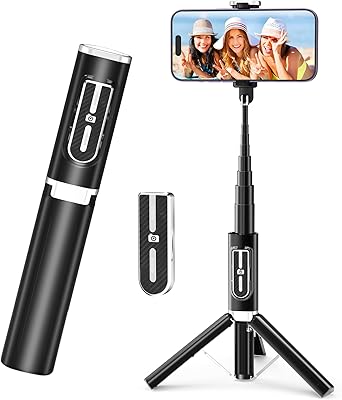 Perche à selfie tout-en-1 infanor avec télécommande rechargeable trépied mobile léger et portable