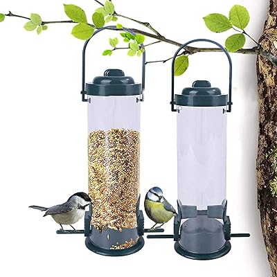 Occuwzz ® 2pcs mangeoire pour oiseaux sauvages suspendue en plein air, tube d'alimentation