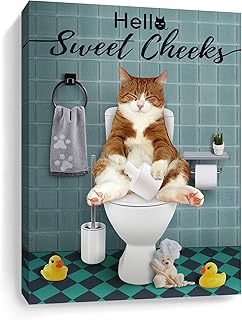 Papier toilette chat mignon, chats drôles 12x16 pouces décoration murale de salle
