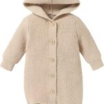 Pull d'hiver pour nouveau-né garçon et fille, barboteuse à capuche, combinaison pour bébé