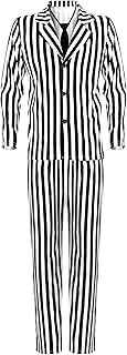 Costume d'halloween à rayures noires et blanches pour hommes, costume de personnage