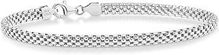 Bracelet italien en argent sterling 925 avec chaîne à maillons de 4 mm