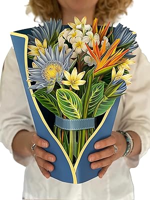 12" cartes en papier pop-up à motif de fleurs tropicales, cartes de vœux