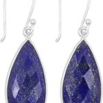 Boucles d'oreilles lapis lazuli en argent massif pendantes 12 x 25