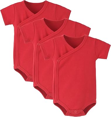 Lot de 3 bodys pour bébé avec boutons-pression latéraux et chemise kimono