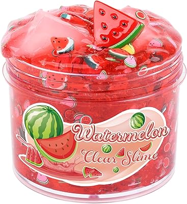 Pastèque clear slime gelée rouge avec paillettes ajoutées extensible préfabriqué cristal