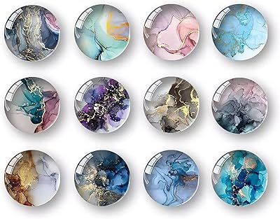 Aimants de réfrigérateur en verre, 12 pièces aimants de réfrigérateur ronds décoratifs à