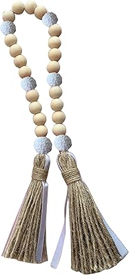 Ling & bai guirlande de perles en bois avec pompon, décoration murale rustique