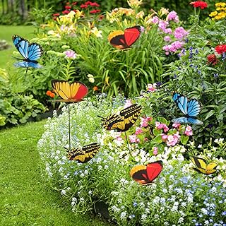 50pcs piquets de jardin papillon colorés, multicolores pour la décoration extérieure de jardin