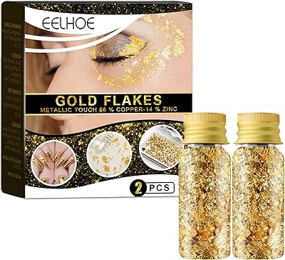 2 pièces d'autocollants en feuille d'or pailletés, autocollants en papier pailleté
