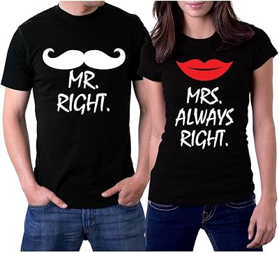 Ensemble de chemises de couple assorties mr right mrs always right pour lui
