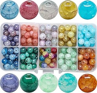 200 pièces de perles de verre craquelées colorées, perles de cristal craquelées