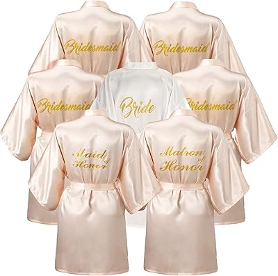 7 pièces robes de demoiselle d'honneur en satin pour fête de mariage mariée
