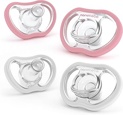Sucette nano baby flexiactive de baby infant, rose et blanche, paquet de 4