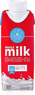 Lait entier blue valley, pâturage ouvert, longue conservation, cholov yisroel - 8 fl