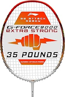 Raquette de badminton li-ning g-force 9000 ultra résistante en fibre de carbone
