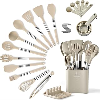 Ensemble d'ustensiles de cuisine en silicone iso 34 pièces avec support, ustensiles