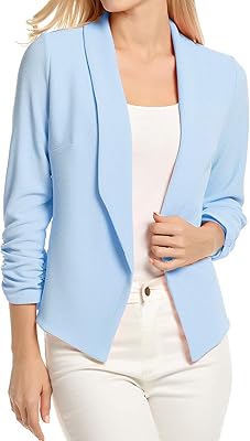 Bogtom veste formelle pour femme à manches 3/4 ouverte sur le devant