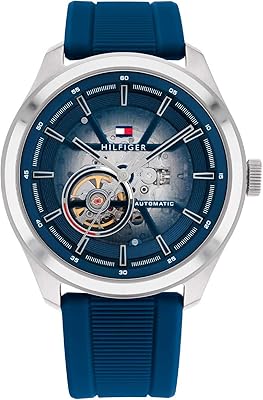 Montre automatique à cadran bleu tommy hilfiger oliver pour homme - 1791885, bleu