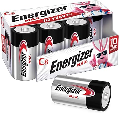 Piles energizer energizer maximum c, taille de pile alcaline c, (paquet de 8)