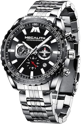 Montre à quartz analogique pour hommes, montre chronographe décontractée en acier inoxydable résistante