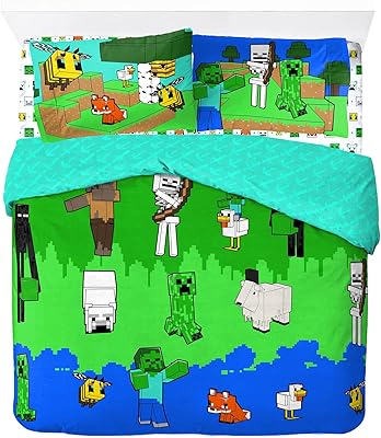 Parure de lit double 4 pièces jay franco minecraft creative mood 100 %