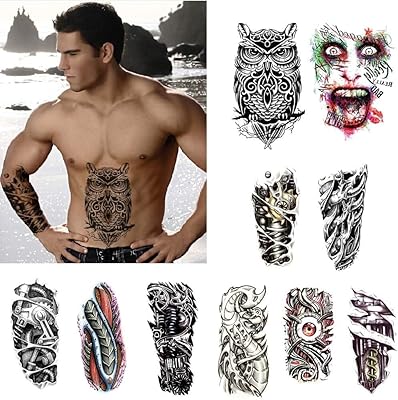 10 feuilles d'autocollants de tatouage pour hommes et femmes, tatouages ​​temporaires de peinture