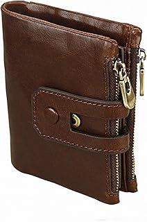 Petit portefeuille en cuir de vachette pour femme avec blocage rfid, café 1