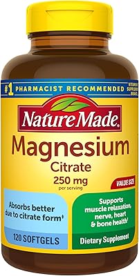 Nature made citrate de magnésium 250 mg par portion, supplément pour le soutien