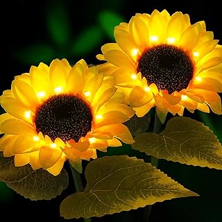 Lampes solaires de jardin extérieur, 2 lumières solaires de fleurs de jardin, fleurs
