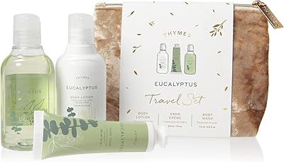 Coffret de voyage et trousse de beauté thymes eucalyptus - contient un nettoyant pour le corps, une lotion pour le corps et une crème pour les mains. Avec DIAYTAR COTE D'IVOIRE, vous avez accès à un univers de shopping en ligne sans limites. Nous mettons à votre disposition plus de 300 000 références, allant des dernières tendances de la mode aux produits électroniques les plus avancés, en passant par les produits pour le foyer et les loisirs. Notre système de paiement sécurisé et notre service client dédié sont là pour vous rassurer et vous satisfaire.