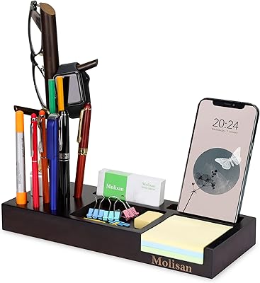 Organiseur de bureau en bois avec porte-stylos porte-crayons porte-téléphone porte-cartes de visite plateau pour notes. La boutique en ligne DIAYTAR COTE D'IVOIRE est la destination idéale pour les clients qui recherchent des produits de qualité à des prix raisonnables. Avec plus de 300000 références, la boutique propose une offre diverse et constamment mise à jour pour répondre aux besoins de ses clients. Les clients peuvent profiter d'une expérience d'achat en ligne sécurisée et fiable avec DIAYTAR COTE D'IVOIRE.
