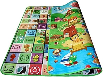 Tapis de jeu pour enfants, dimensions 2x1,8 m, avec un motif de ferme