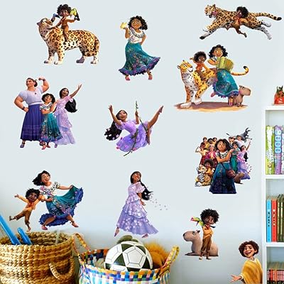 Autocollant mural ai party encanto, dessin animé pour enfants, décoration murale de fond