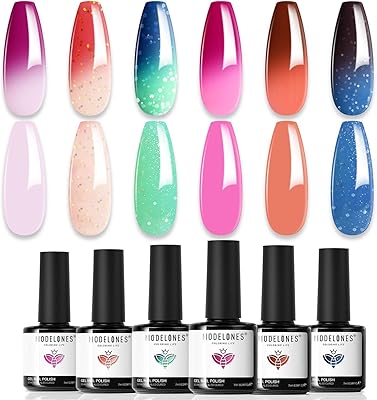 Ensemble de 6 vernis à ongles gel couleurs changeantes printanières