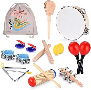 Un ensemble d'instruments de musique de 16 pièces | jouets d'éducation rythmique