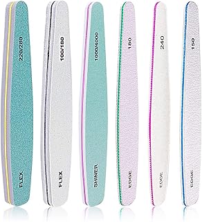 Primify 6 pièces ensemble de limes à ongles professionnelles en acrylique bloc