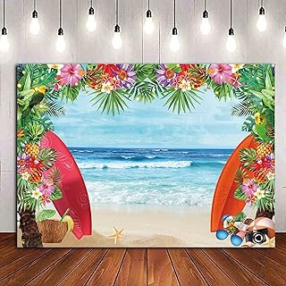 Tissu de fond photo de plage tropicale d'été hqm 7x5 pieds luau luau