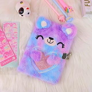 Journal ours moelleux avec serrure et clés joli carnet en velours cadeaux