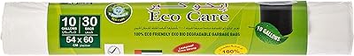 Rouleau de sac poubelle blanc eco care - 30 pièces, 10 gallons, taille