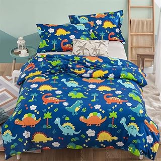 Housse de couette enfant motif dinosaure avec une taie d'oreiller parure