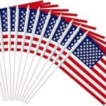 Drapeau anli usa, petit drapeau américain portable 5x8 pouces avec mât blanc solide