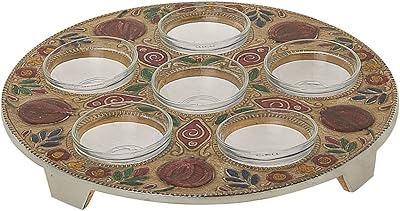 Assiette de seder de pâque en métal judaica de qualité avec motif grenade