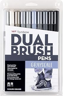 Stylo pinceau double tombo darice en niveaux de gris, 10 pièces, paquet