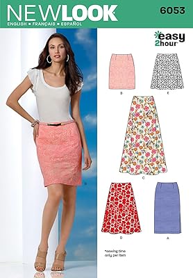 Modèle de couture de jupe new look 6053 pour femme, taille a (8-10-12-14-16-18)