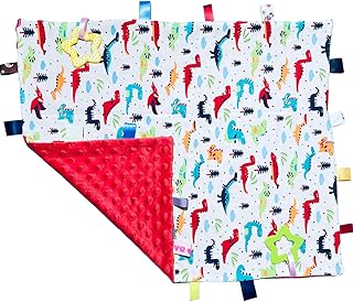 Couverture big tags pour bébés, couverture taggy pour tout-petits en forme de dinosaure