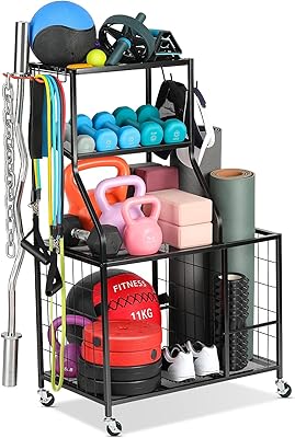 Support de poids pour le stockage des haltères - support de rangement pour tapis de yoga, support de rangement pour équipement d'entraînement pour kettlebells, équipement d'exercice multifonction, organisateur de support de gymnastique avec roues et crochets. DIAYTAR COTE D'IVOIRE est une plateforme de commerce électronique qui propose une expérience d'achat unique et personnalisée à ses clients. Elle offre une gamme étendue de produits, allant des dernières tendances de la mode aux produits high-tech. La boutique en ligne est facile à naviguer, ce qui permet aux clients de trouver facilement ce qu'ils cherchent.